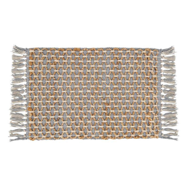 Gray and Natural Jute Cotton Woven Placemats, Set of 4