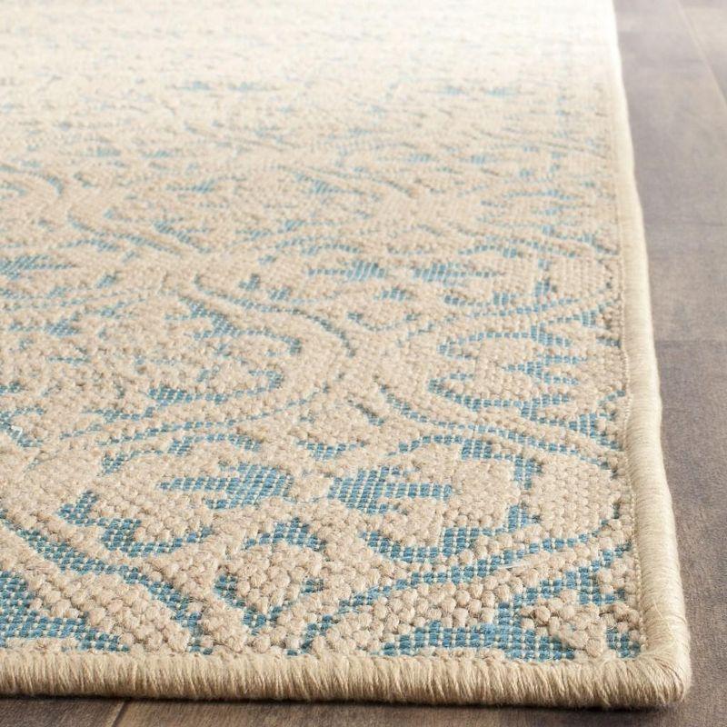 Natural Turquoise Geometric Synthetic 3' x 5' Area Rug