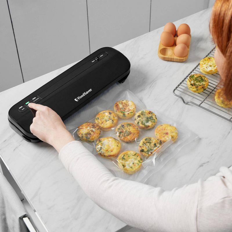 FoodSaver Space-Saving Vacuum Sealer with Bags and Roll Black: Compact Food Savers Vacuum System, Plastic & Metal