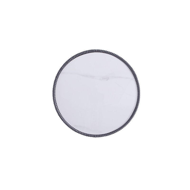 Manhattan Comfort 2pc Anderson Leatherette Upholstered Coffee Table and End Table Set Cream/Gray: Gold Finish, No Assembly Required