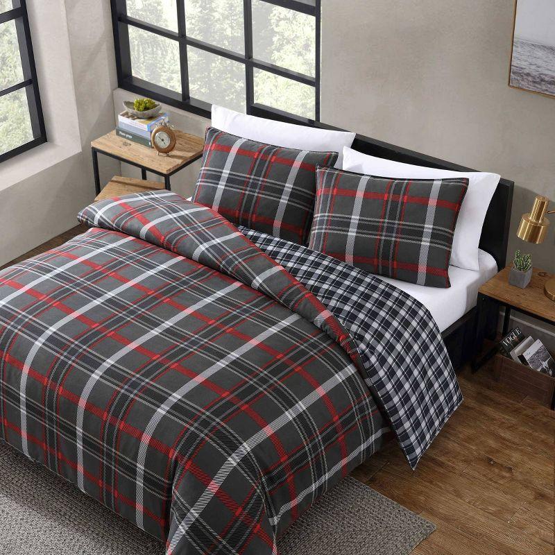 Eddie Bauer Willow Plaid 100% Microfiber Duvet Set Gray