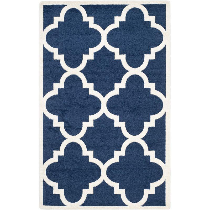 Amherst AMT423 Power Loomed Indoor Area Rug - Navy/Beige - 5'3"x8' - Safavieh