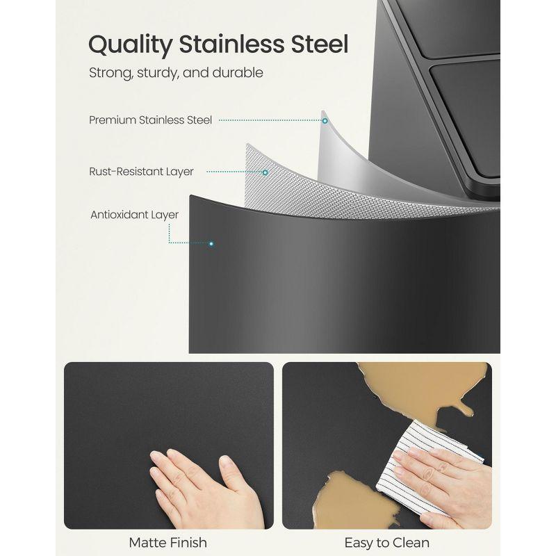 Songmics 2 x 8 Gallon Stainless Steel Multi-Compartments Trash Can with 15 trash bags