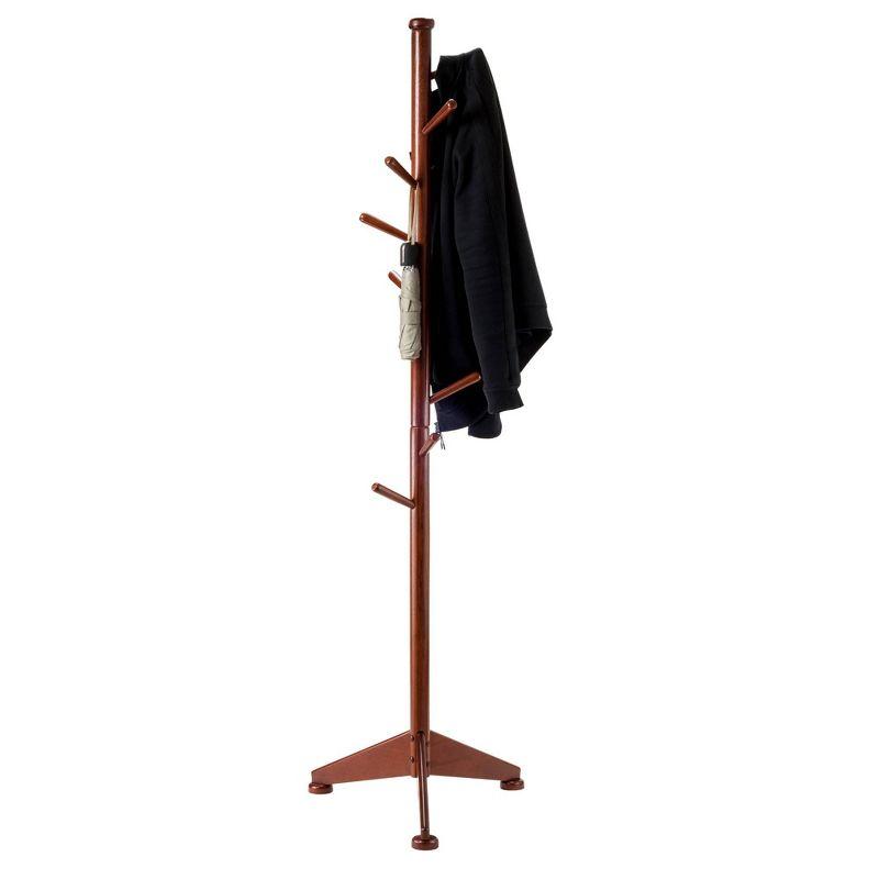 Lily Coat Tree Walnut Finish - Winsome: Solid Wood 9-Peg Entryway Organizer, X Base