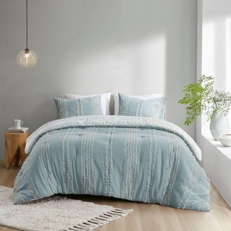 INK+IVY 3 Piece Cotton Jacquard Bedding Set
