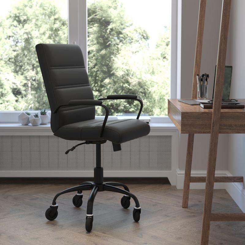 Flash Furniture Camilia Mid-Back Executive Swivel Office Chair with Arms, and Transparent Roller Wheels