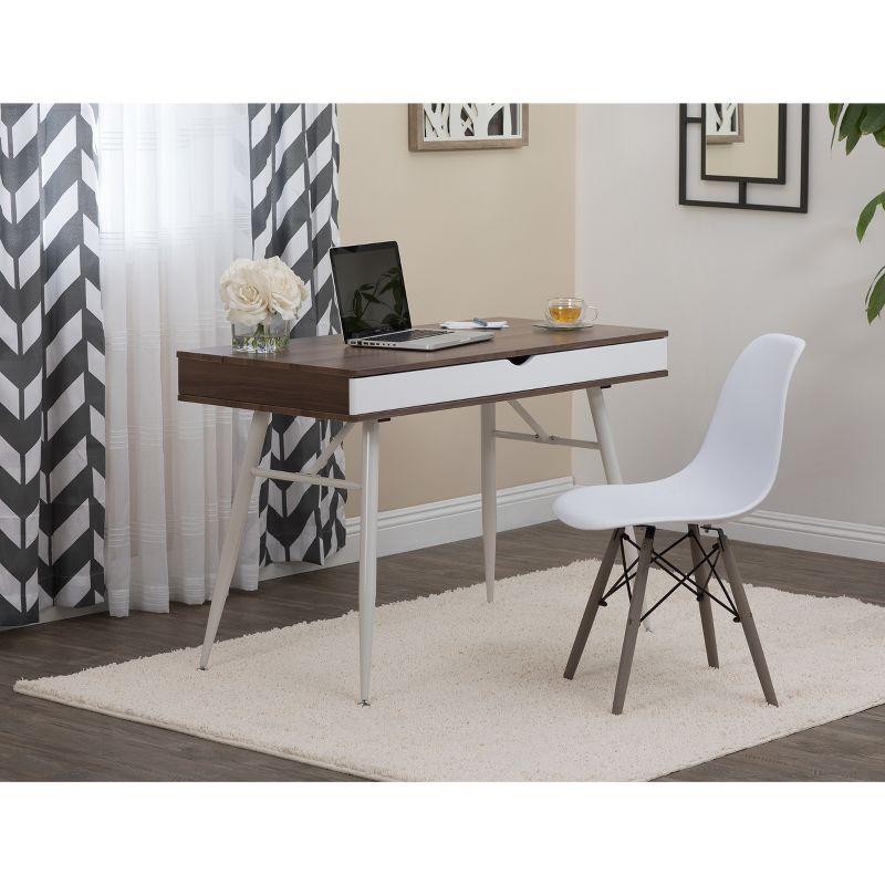 Alcove Writing Desk Chestnut - Calico Designs: Metal Frame, MDF Surface, Mid-Century Modern Style