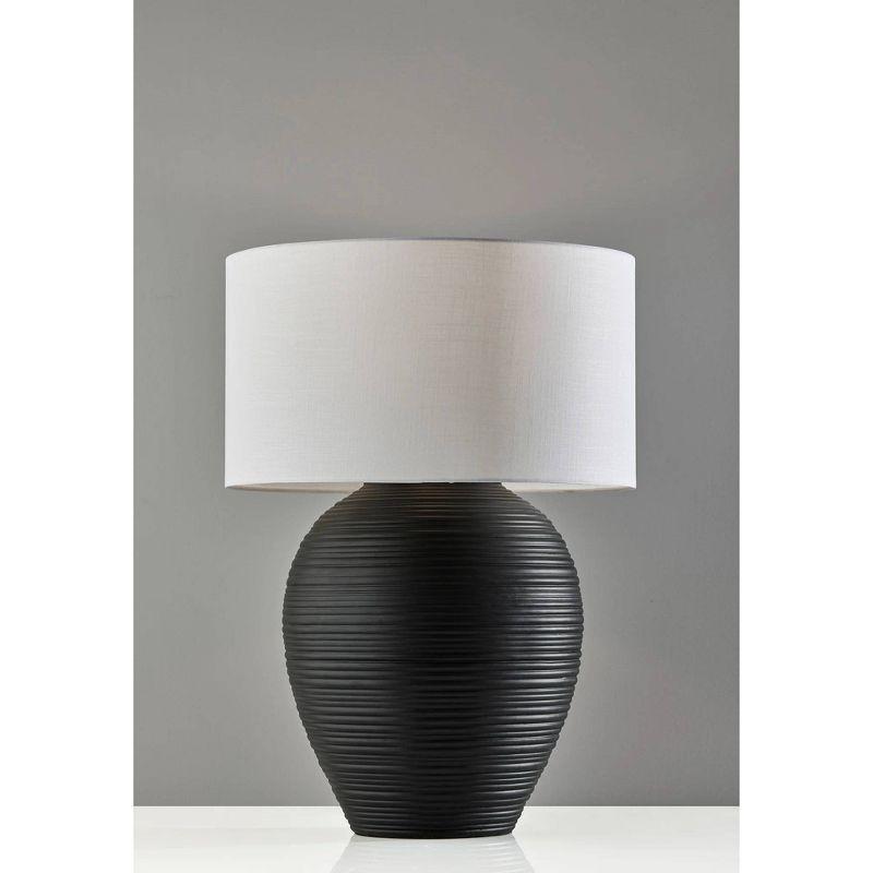 Black Ceramic Table Lamp with White Drum Shade, 25" Height