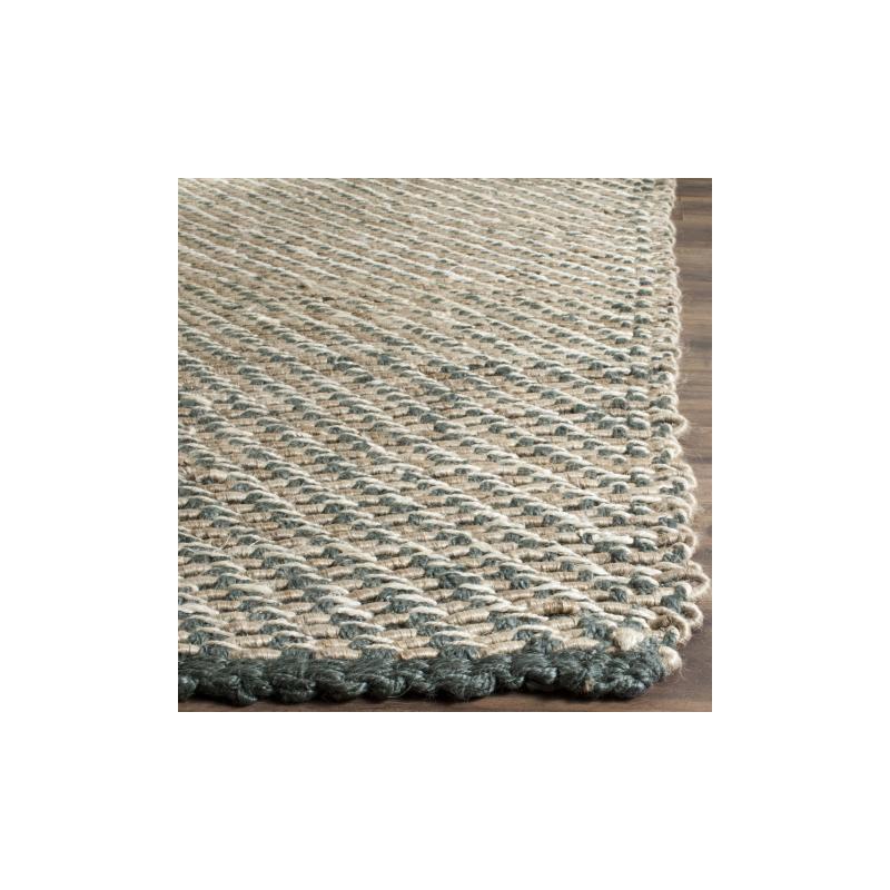 Hand-Knotted Blue Natural Square Jute 6' Area Rug