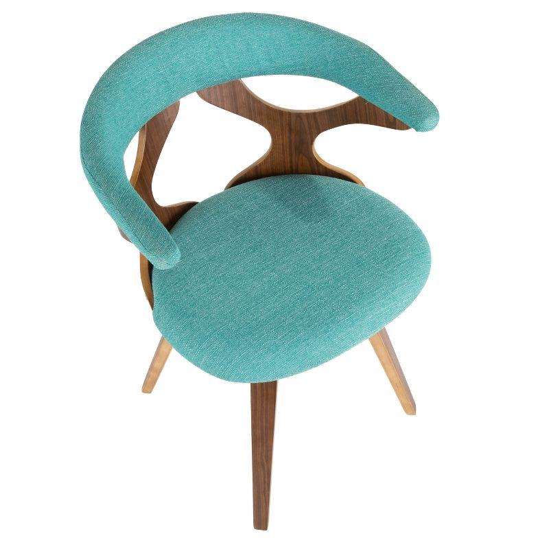 Gardenia Mid-Century Modern Dining Accent Chair with Swivel Teal - LumiSource: Upholstered, Wood Legs, No Assembly Required