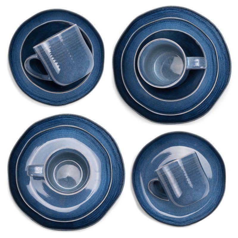 Cobalt Blue Ceramic Stoneware 16-Piece Dinnerware Set