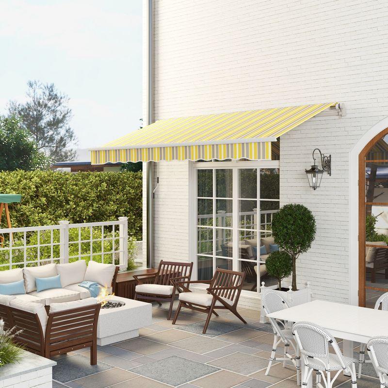 Outsunny 2'' Polyester Beige Cover Retractable Patio Awning
