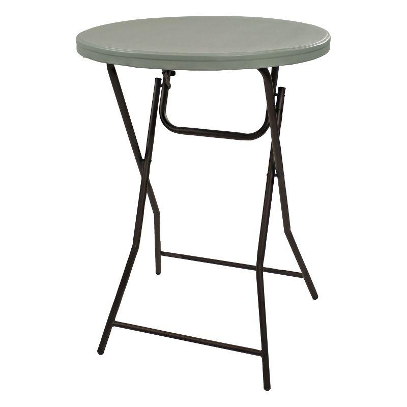 Sunnydaze Outdoor Folding Round Patio Bar-Height Table with Iron Legs and Plastic Top - 31.75" - Gray