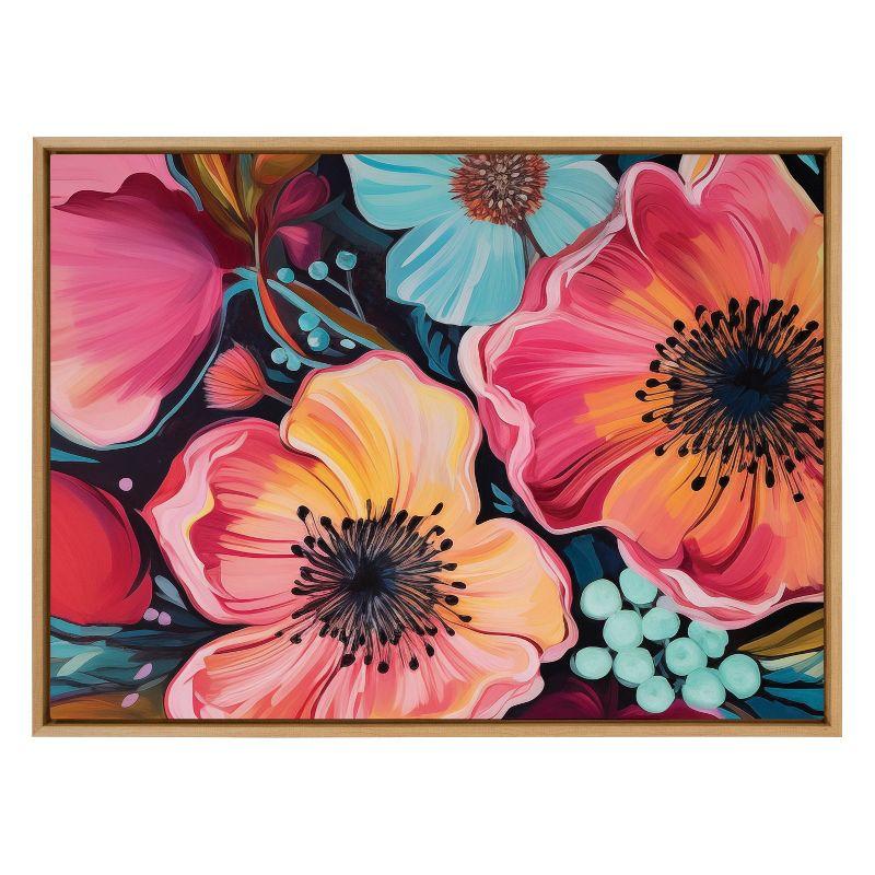 Kate & Laurel All Things Decor 31.5"x41.5" Sylvie Preppy Boho Aesthetic Colorful Floral Group Framed by The Creative Bunch Studio Tan