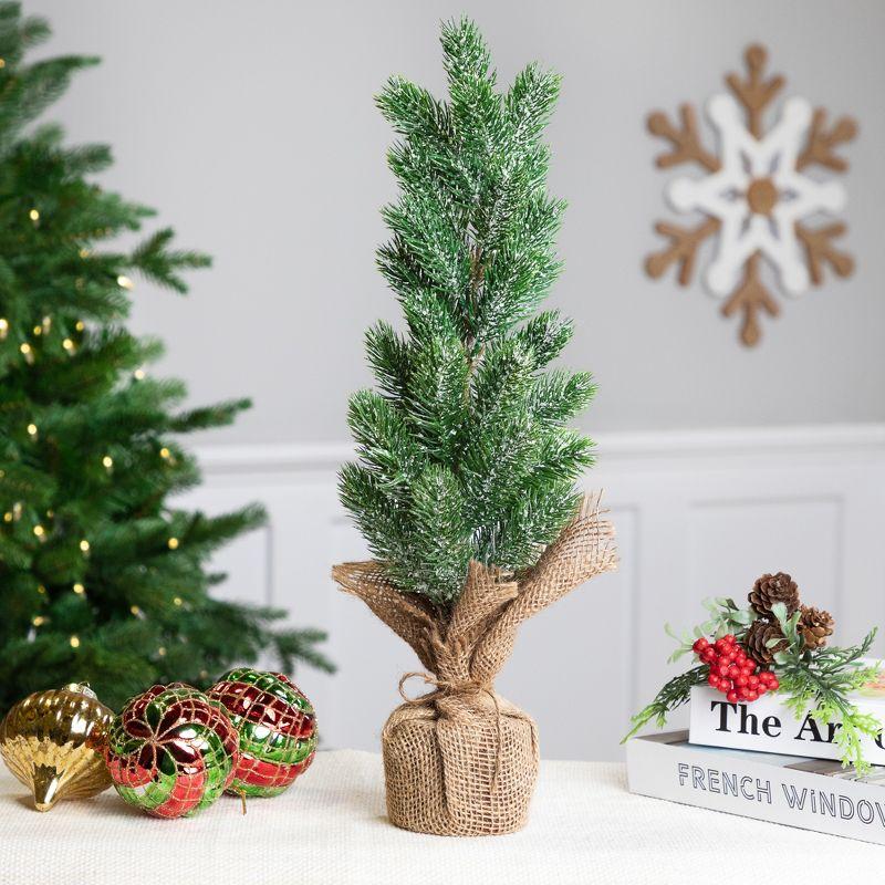 Frosted Pine In Burlap Base Christmas Tree 17.5" Unlit