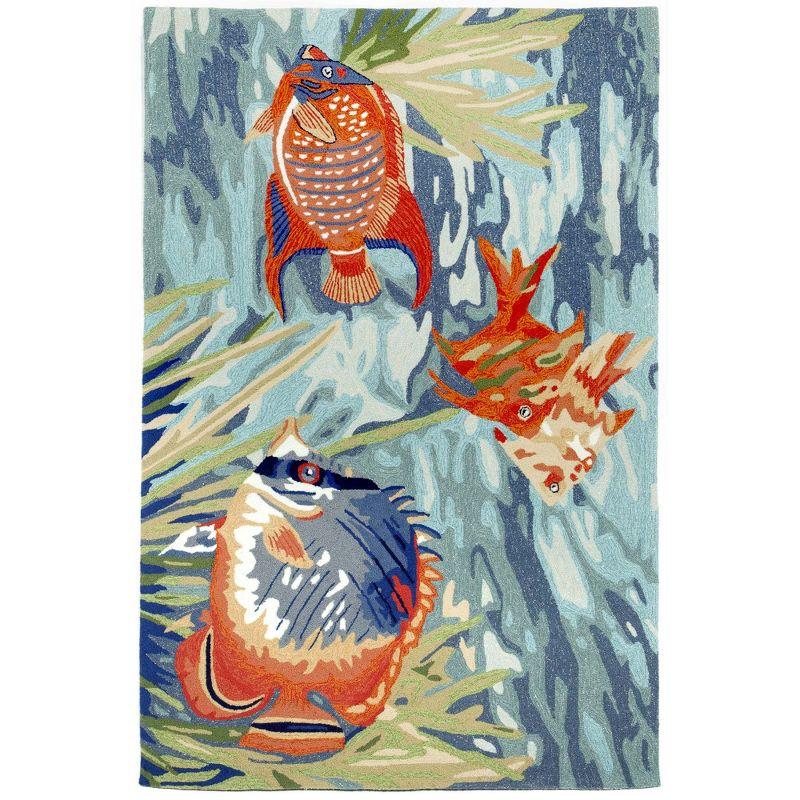 Liora Manne Ravella Tropical Fish Indoor/Outdoor Rug Ocean 7'6" x 9'6"