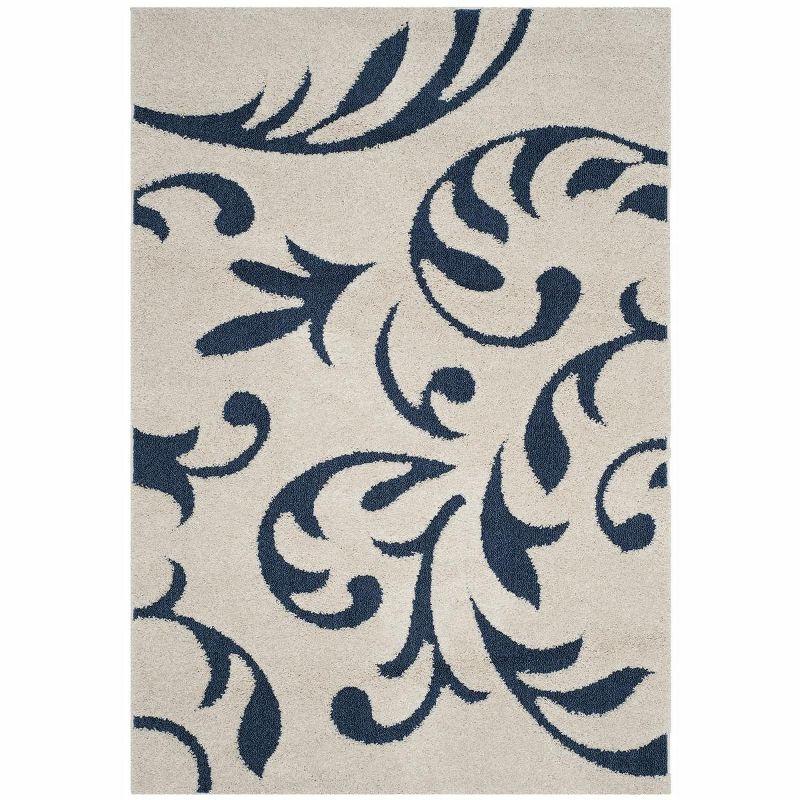 Florida Shag SG468 Power Loomed Indoor Area Rug - Cream/Blue - 5'3"x7'6" - Safavieh.
