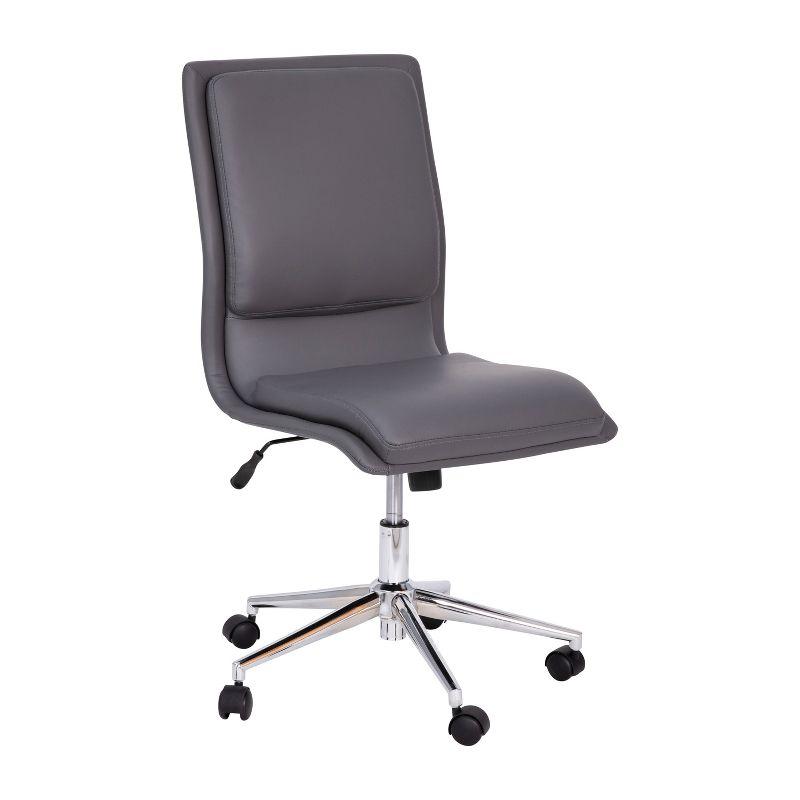 Flash Furniture Madigan Mid-Back Armless Swivel Task Office Chair with Upholstery and Adjustable Metal Base