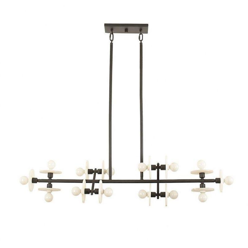 Amani Black Cashmere 14-Light Linear Chandelier with Alabaster Discs