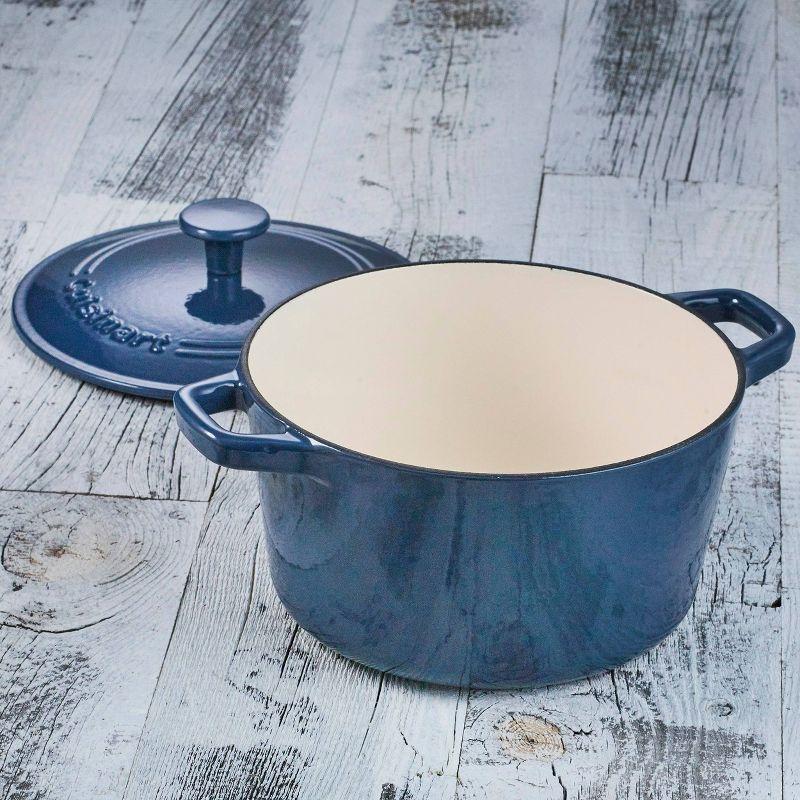 Cuisinart Chef's Classic 3qt Blue Enameled Cast Iron Round Casserole with Cover - CI630-20BG: Baking Dish, Dishwasher-Safe