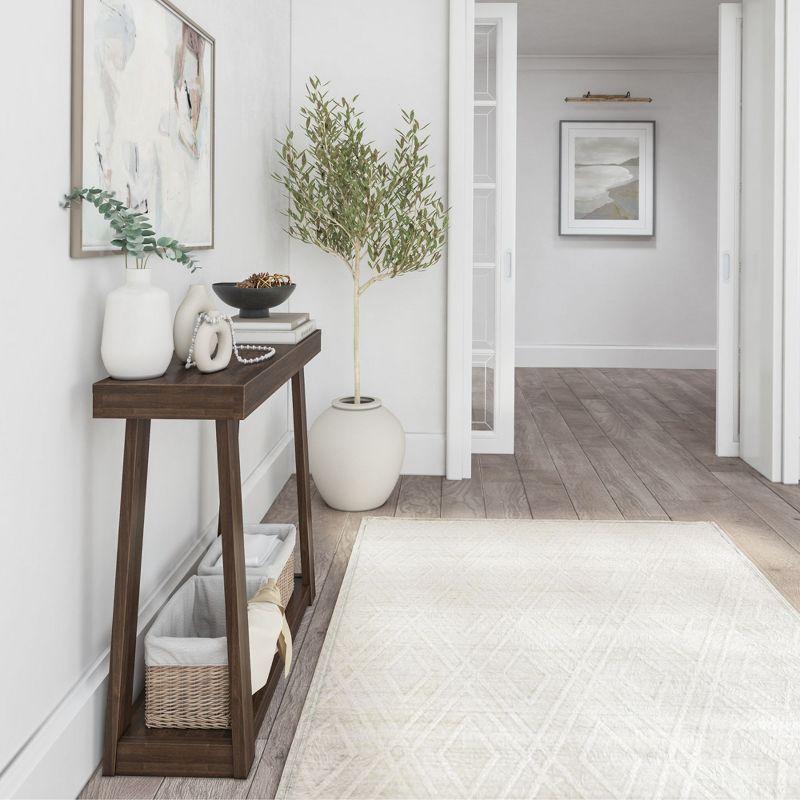 Plank+Beam 36” Solid Wood Console Table with Storage, Classic Farmhouse Style Sofa Table with Shelf, Narrow Entryway Table for Hallway, Walnut