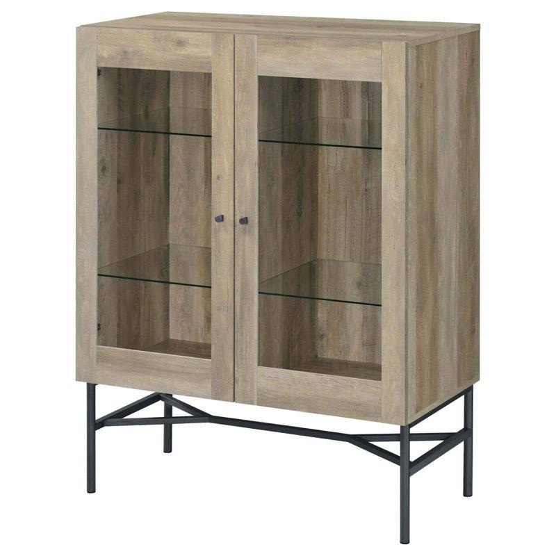 Coaster Bonilla Farmhouse 2 Door Wood Accent Cabinet with Glass Shelves