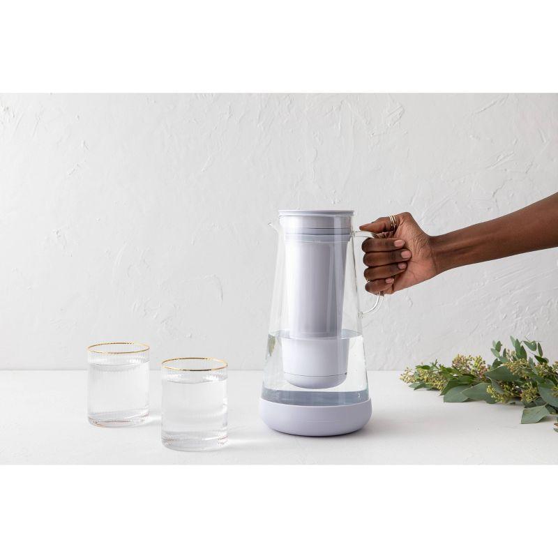 LifeStraw Home 7 Cup Glass Water Filter Pitcher with Silicone Base Stormy Blue