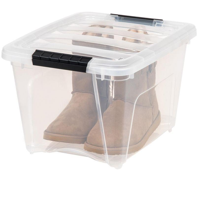 IRIS USA 19 Qt Stackable Plastic Storage Bins with Lids, 6 Pack - BPA-Free, Made in USA - See-Through Organizing Solution, Latches, Durable, Clear