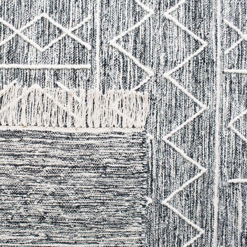 Bohemian Nomad Black & Ivory Wool 8' x 10' Handwoven Area Rug