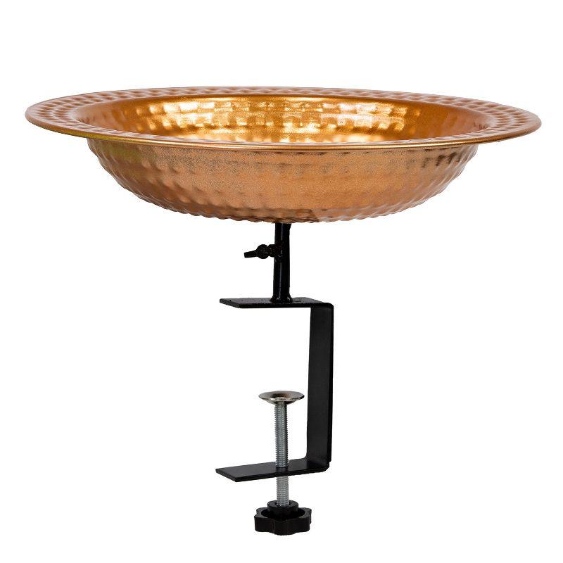 Sunnydaze Outdoor Deck-Mounted Bird Bath or Bird Feeder with Copper Finish - 12"