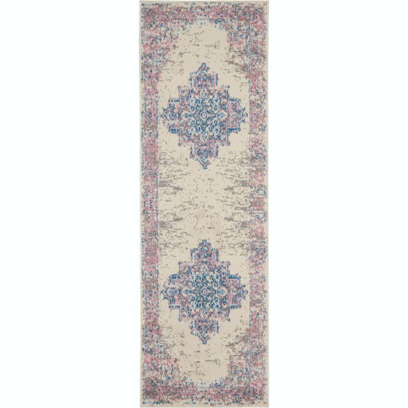Nourison Grafix GRF14 Ivory/Pink Area Rug 2'3" x 7'6"