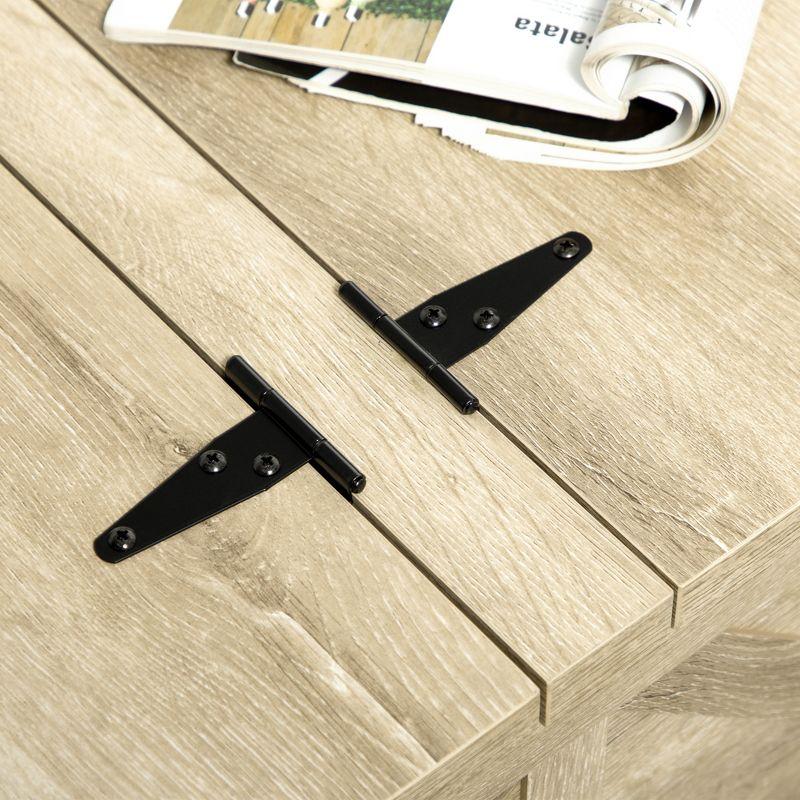 HOMCOM Farmhouse Coffee Table with Storage, Large Square Coffee Table for Living Room Furniture, Wooden Center Table with Flip-Top Lid, Oak