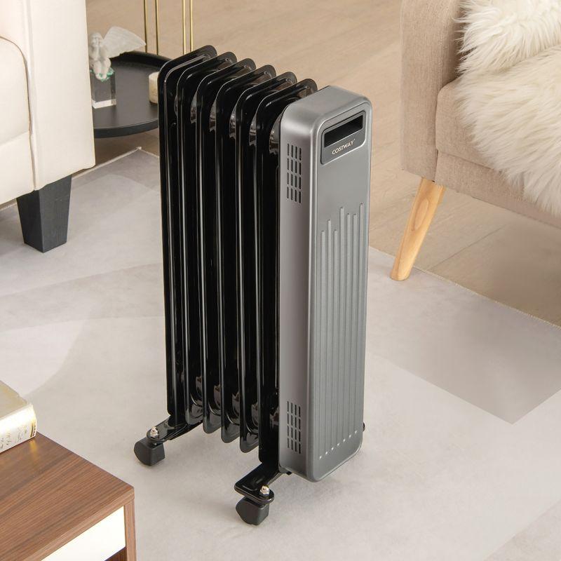 Costway 1500W Oil-Filled Radiator Heater Portable Electric Space Heater 3 Heat Settings