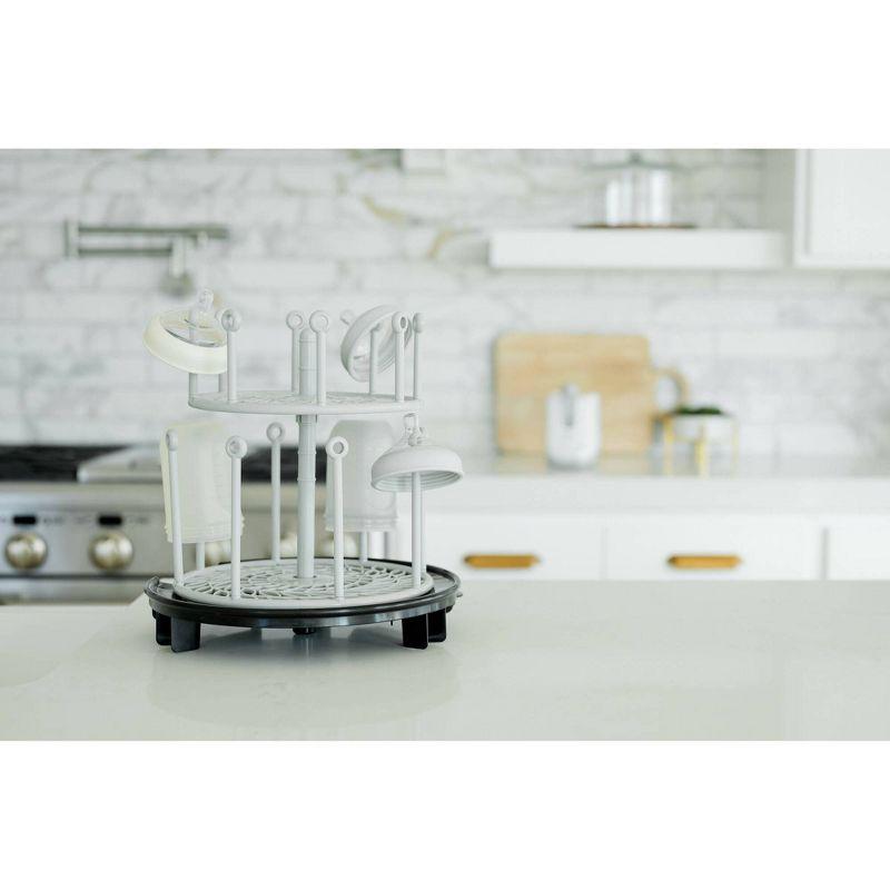 Black Foldable Plastic 2-Tier Adjustable Dish Rack