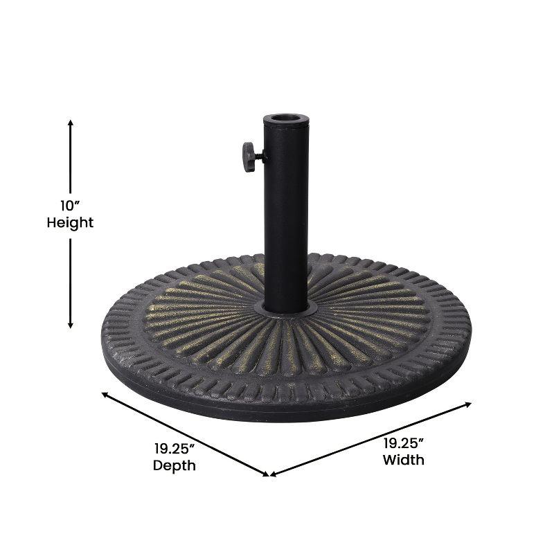 Flash Furniture Kona Universal Bronze Cement Patio Umbrella Base with Sunburst Patterned Weatherproof Plastic Polymer Coating - 19.25" Diameter