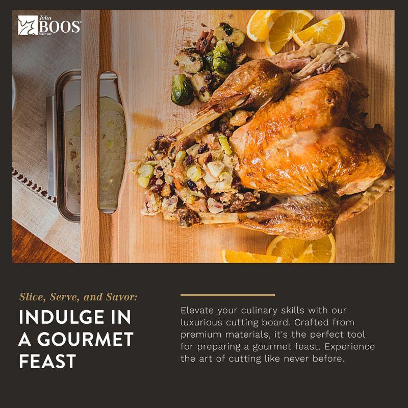 John Boos Boos Block Newton Prep Master Reversible Wood Cutting Board with Juice Groove and Pan, 2.25-Inch Thickness, 24" x 18" x 2 1/4", Maple