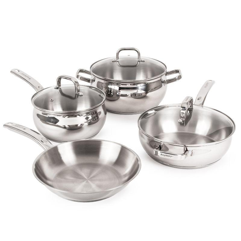 Belly Shape 7-Piece Stainless Steel Cookware Set with Glass Lids