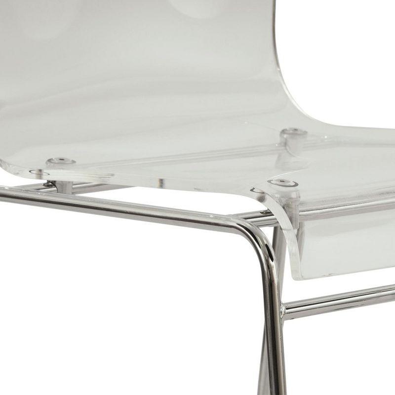 LeisureMod Lima Modern Acrylic Chair, Set of 4 in Clear