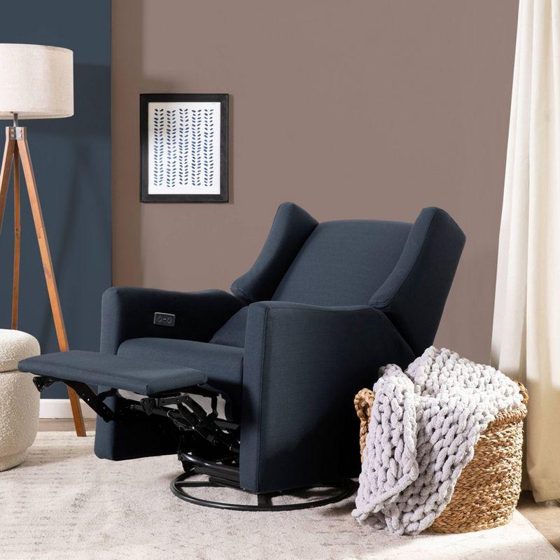 Sustainably Sourced White Linen Swivel Recliner Armchair