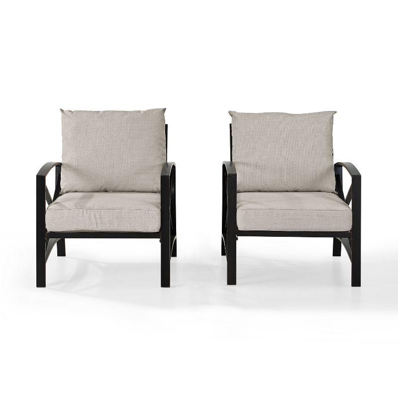 2pc Kaplan Outdoor Chair Set Oatmeal - Crosley: Steel Frame, UV-Resistant Cushions, Patio Seating