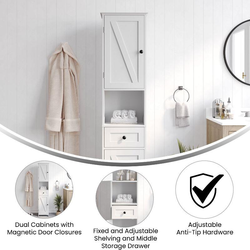 Flash Furniture Dune Farmhouse Freestanding Linen Tower with Shelves, Drawer, and Doors & Reviews | Wayfair
