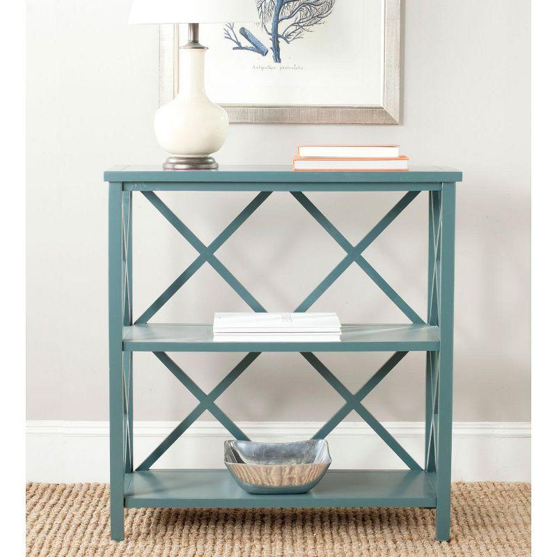 Transitional Liam 2-Tier Open Bookcase in Slate Teal