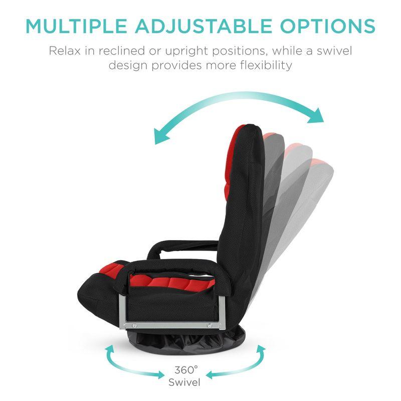 Trule Swivel Gaming Chair 360 Degree Multipurpose Floor Chair Rocker For TV, Reading, Playing Video Games W/Lumbar Support, Armrest Handles, Adjustable Foldable Backrest