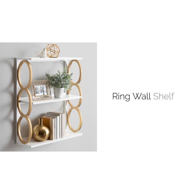 28" x 8" x 31" Ring Wooden 3-Tier Shelf White - Kate & Laurel All Things Decor: Mid-Century Storage Display