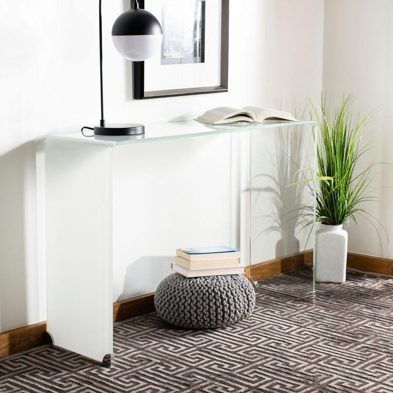 Transitional Clear to White Ombre Glass Console Table