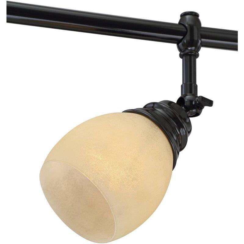 Pro Track Elm Park 6-Head Ceiling Track Light Fixture Kit Spot Light Directional Brown Bronze Finish Amber Glass Western Kitchen Bathroom 57 1/2" Wide