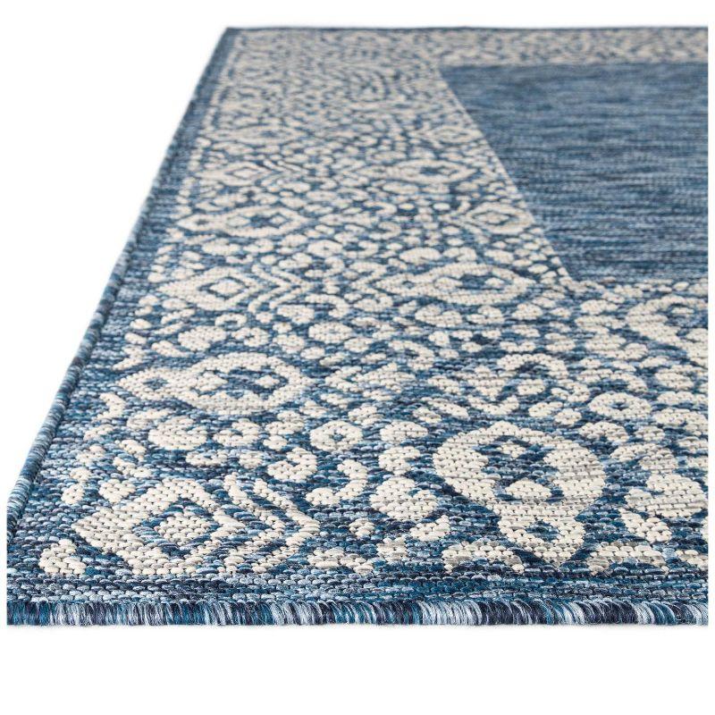 Unique Loom Outdoor Border Floral Border Floral Woven Area Rug