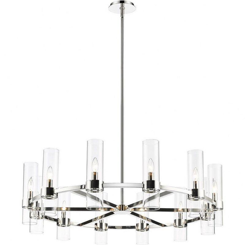 Datus 12-Light Polished Nickel Chandelier with Clear Glass Shades