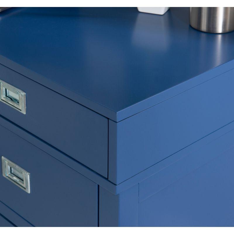 Peggy Transitional Campaign Side Storage Desk Navy - Linon: With File Drawer & Ample Workspace