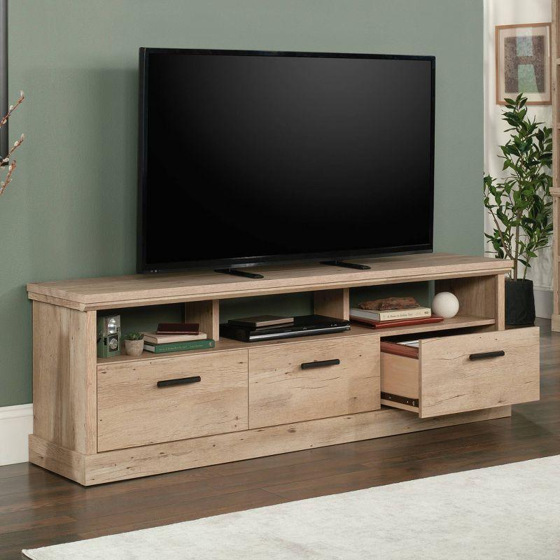 Prime Oak 70" Entertainment Credenza with Drawers and Cubbies